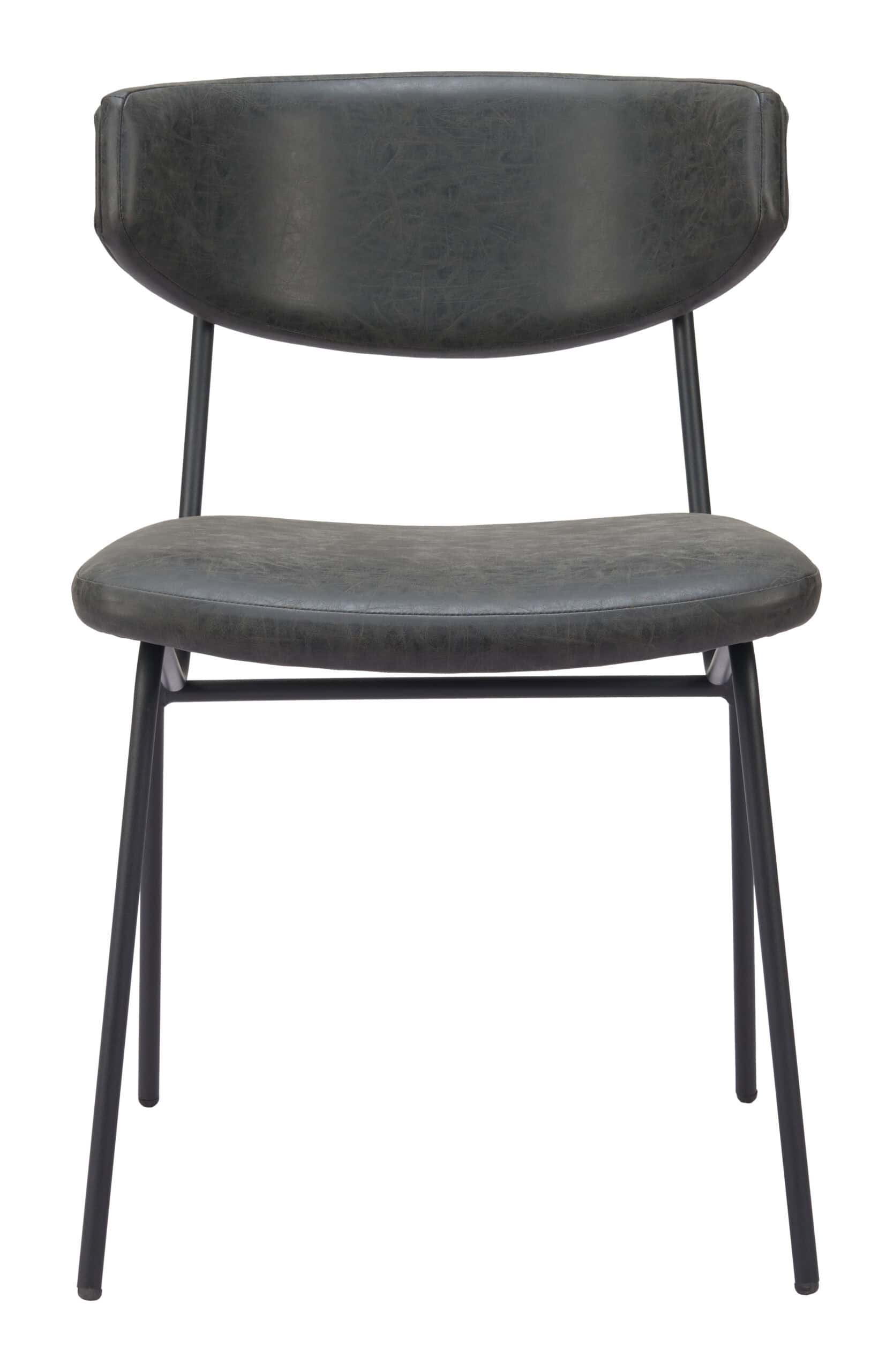 Vintage Black Faux Leather Dining Chair with Steel Frame (Set of 2) 14 Vintage Black Faux Leather Dining Chair with Steel Frame (Set of 2)