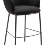 Black Steel Barstool with Shearling Fabric and Footrest