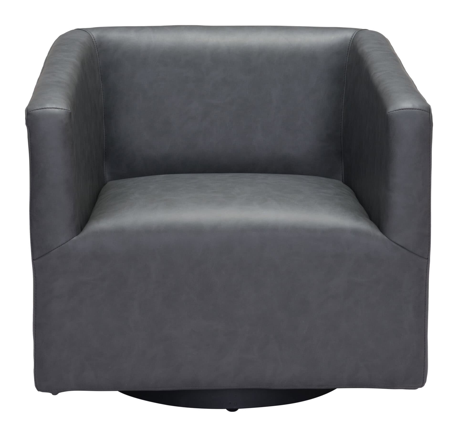 Modern Gray Faux Leather Chair with Steel Legs and Armrests 4 Modern Gray Faux Leather Chair with Steel Legs and Armrests - Image 4