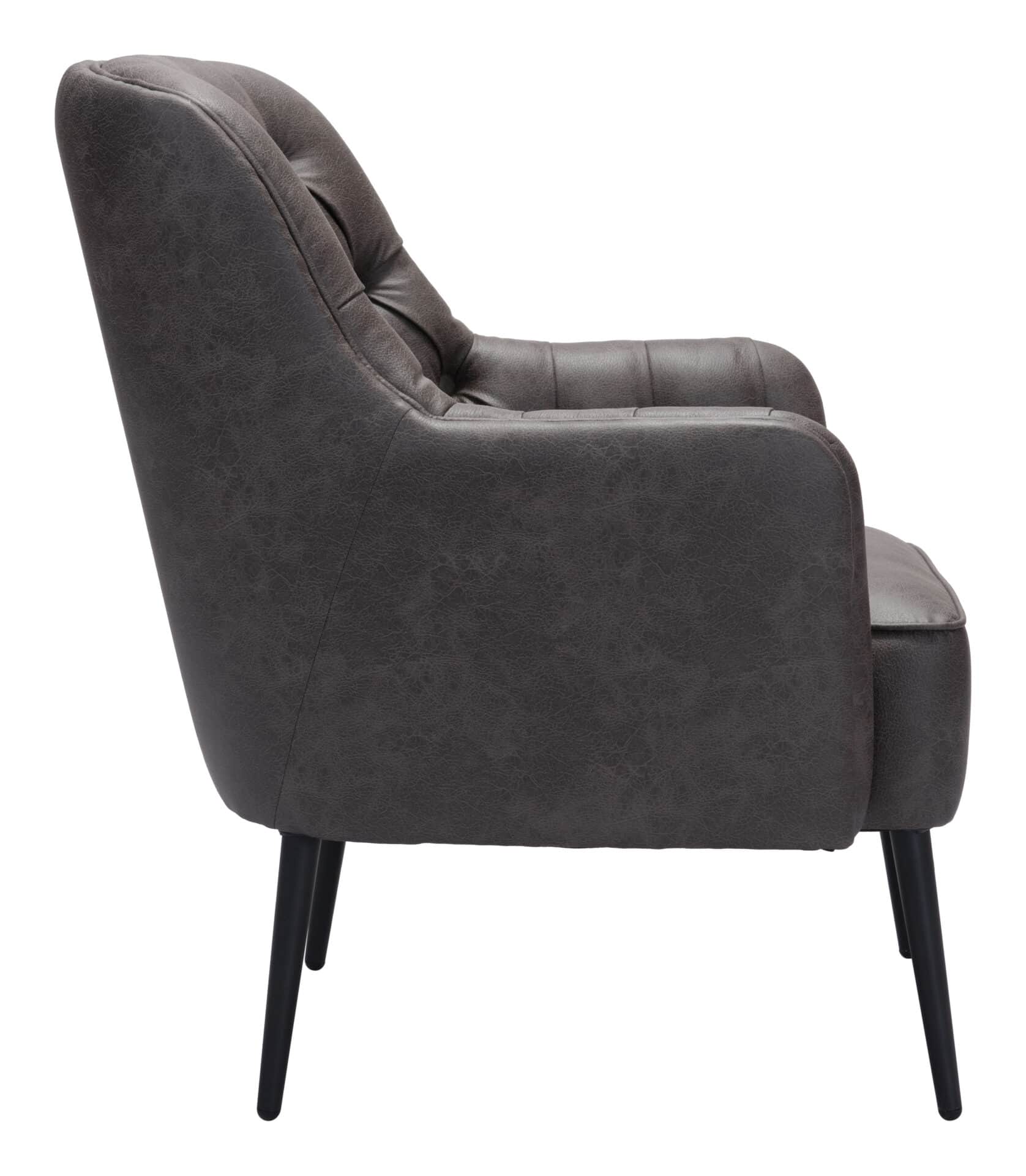Vintage Tufted Vinyl Accent Chair with Steel Legs 3 Vintage Tufted Vinyl Accent Chair with Steel Legs - Image 3