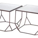 Bronze Glam Square Coffee Table Set with Rubber Feet Protection (Set of 2)