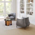 Coffee Faux Leather Accent Chair with Wood Legs and Armrest Support 12 Coffee Faux Leather Accent Chair with Wood Legs and Armrest Support