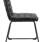 Black Vinyl Tufted Dining Chair with Steel Frame (Set of 2)