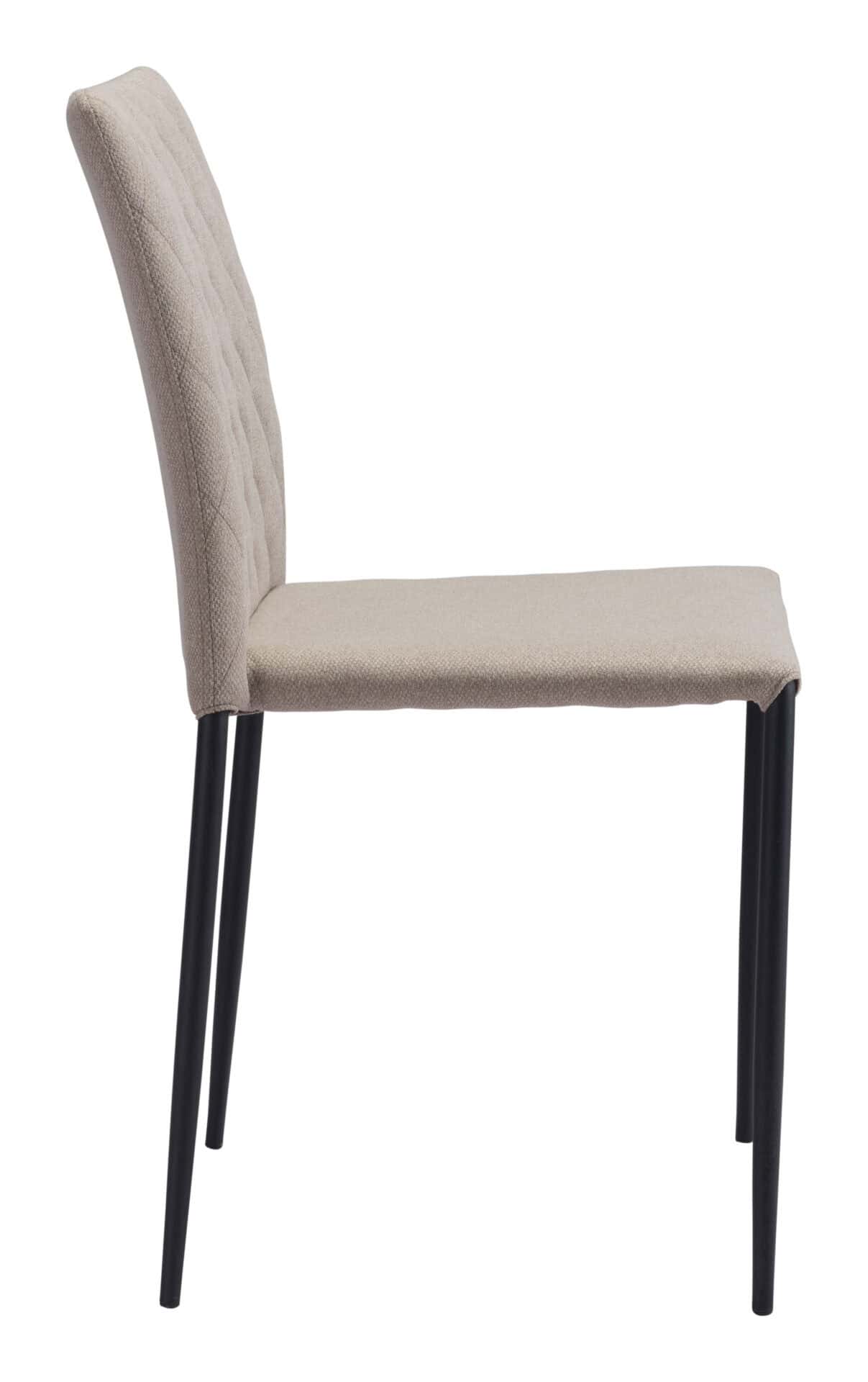 Beige Diamond Pattern Dining Chair with Black Steel Legs (Set of 2) 4 Beige Diamond Pattern Dining Chair with Black Steel Legs (Set of 2) - Image 4