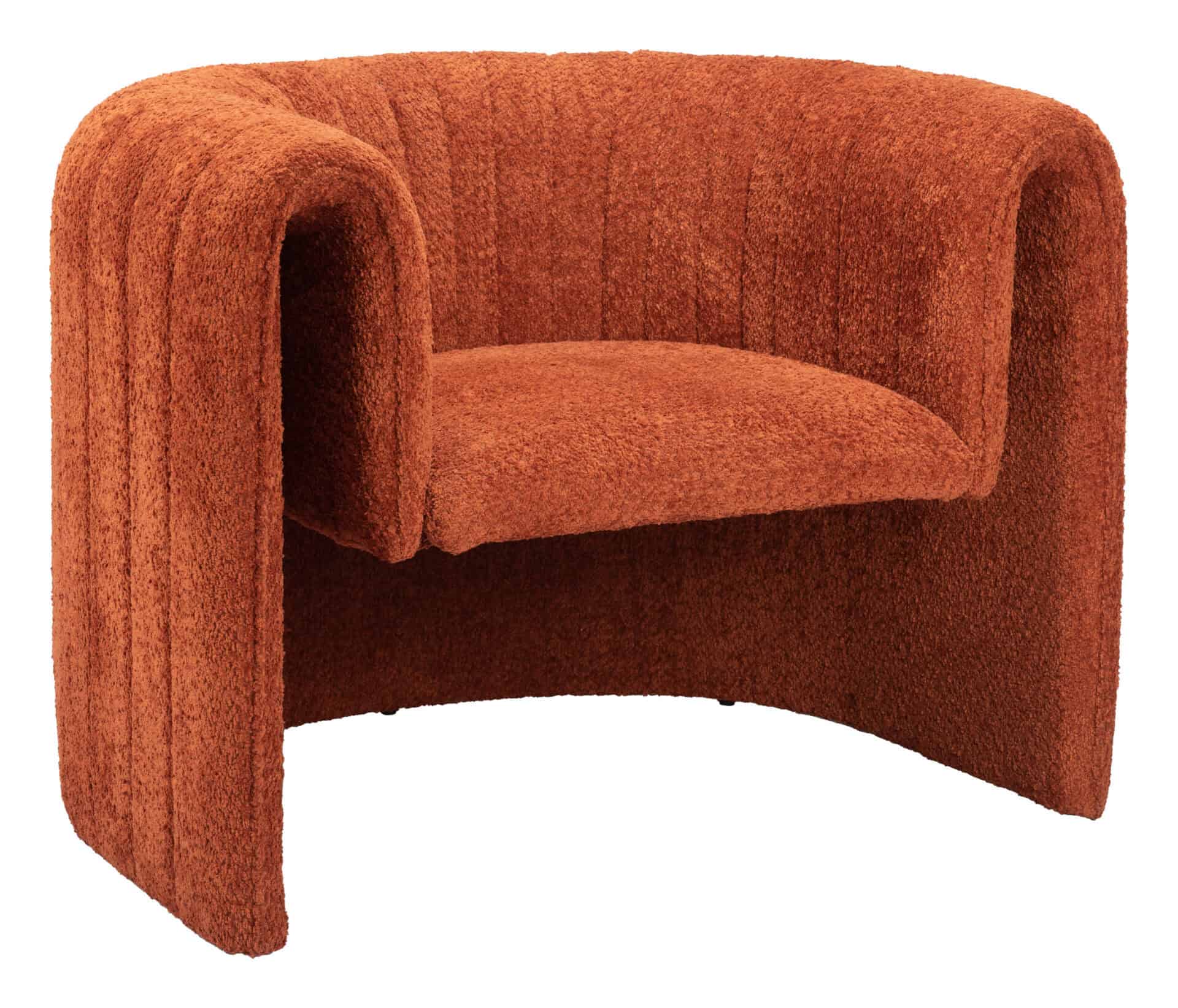 Burnt Orange Sherpa Accent Chair with Steel Frame and Armrests 1 Burnt Orange Sherpa Accent Chair with Steel Frame and Armrests