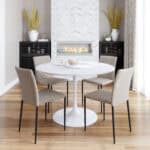 Beige Diamond Pattern Dining Chair with Black Steel Legs (Set of 2) 12 Beige Diamond Pattern Dining Chair with Black Steel Legs (Set of 2)