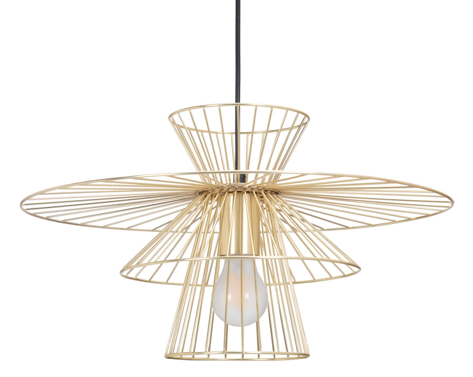 Gold Steel Frame Ceiling Lamp with Adjustable Cord Length 6 Gold Steel Frame Ceiling Lamp with Adjustable Cord Length - Image 6