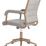 Modern Beige Vinyl Office Chair with Adjustable Height and Swivel