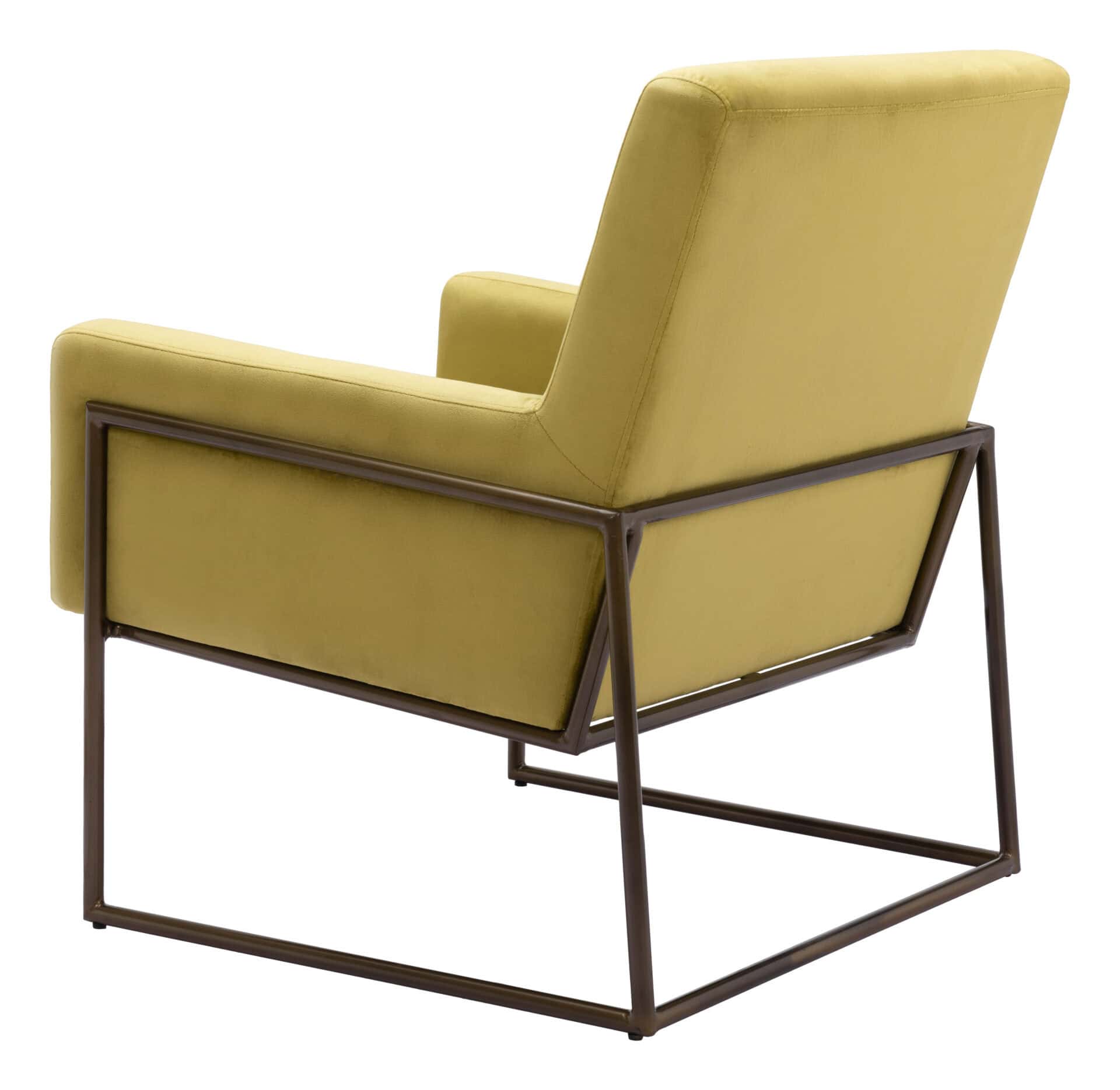 Olive Green Velvet Accent Chair with Steel Legs 6 Olive Green Velvet Accent Chair with Steel Legs - Image 6