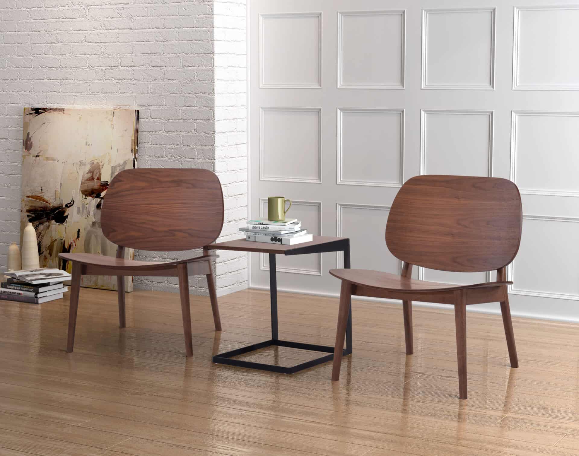 Mid-Century Modern Walnut Lounge Chair with Wooden Frame and Seat 2 Mid-Century Modern Walnut Lounge Chair with Wooden Frame and Seat - Image 2