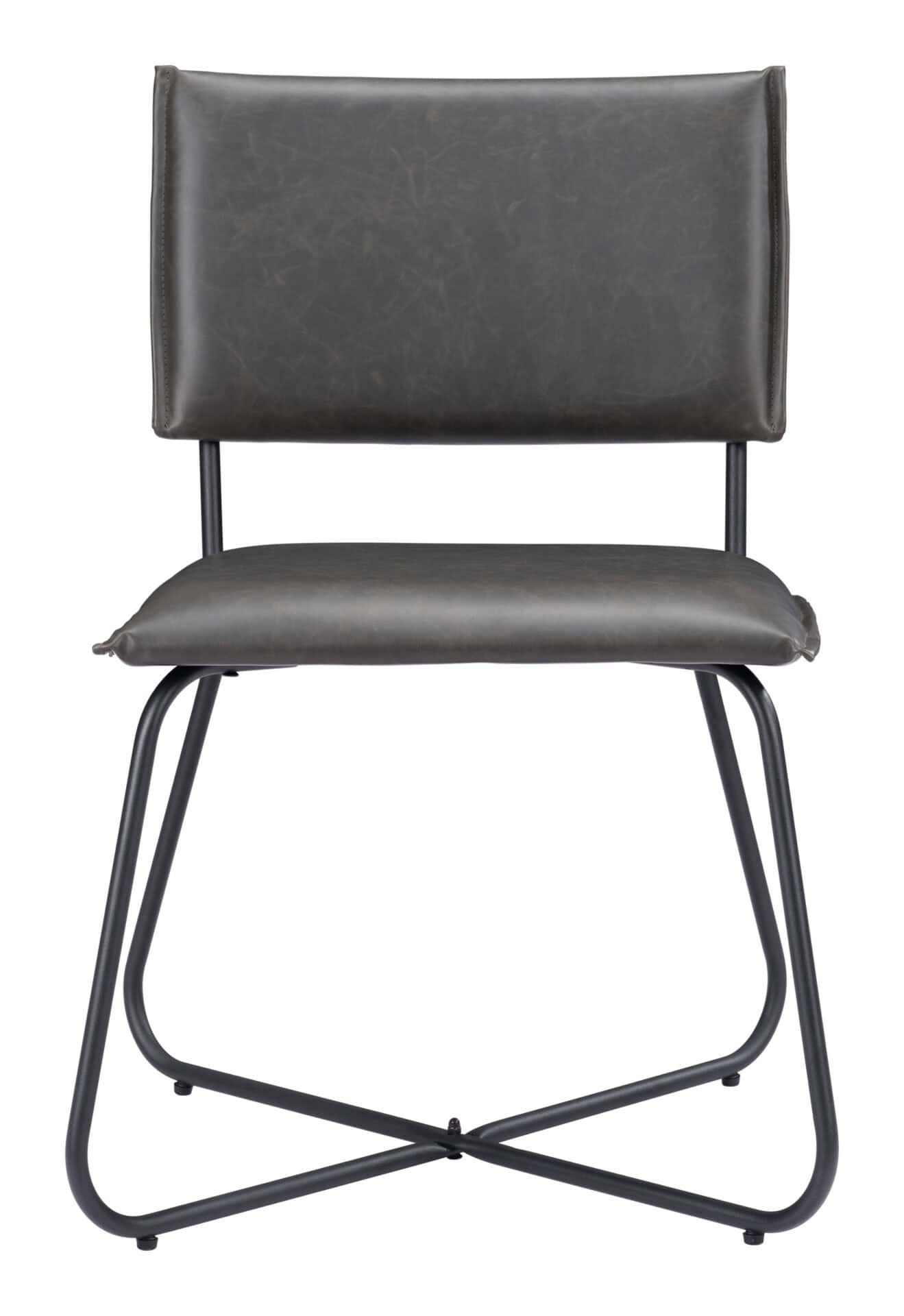 Modern Gray Faux Leather Dining Chairs with Steel Legs (Set of 2) 6 Modern Gray Faux Leather Dining Chairs with Steel Legs (Set of 2) - Image 6