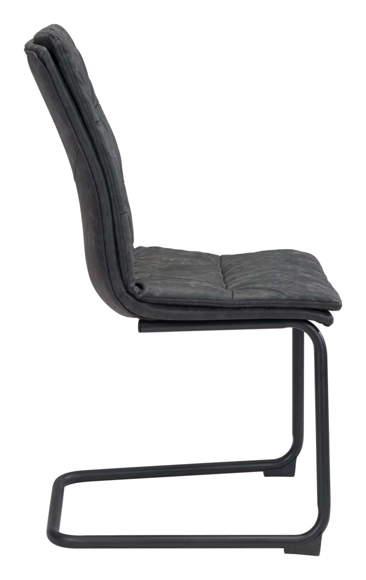 Vintage Black Faux Leather Dining Chair with Steel Legs (Set of 2) 4 Vintage Black Faux Leather Dining Chair with Steel Legs (Set of 2) - Image 4