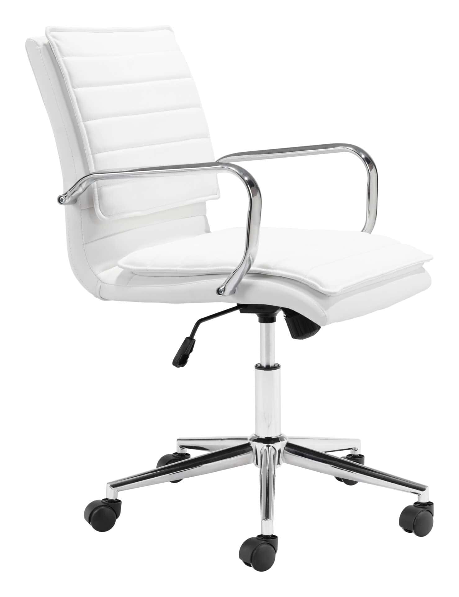 White Faux Leather Office Chair with Adjustable Height and Tilt Function 7 White Faux Leather Office Chair with Adjustable Height and Tilt Function - Image 7
