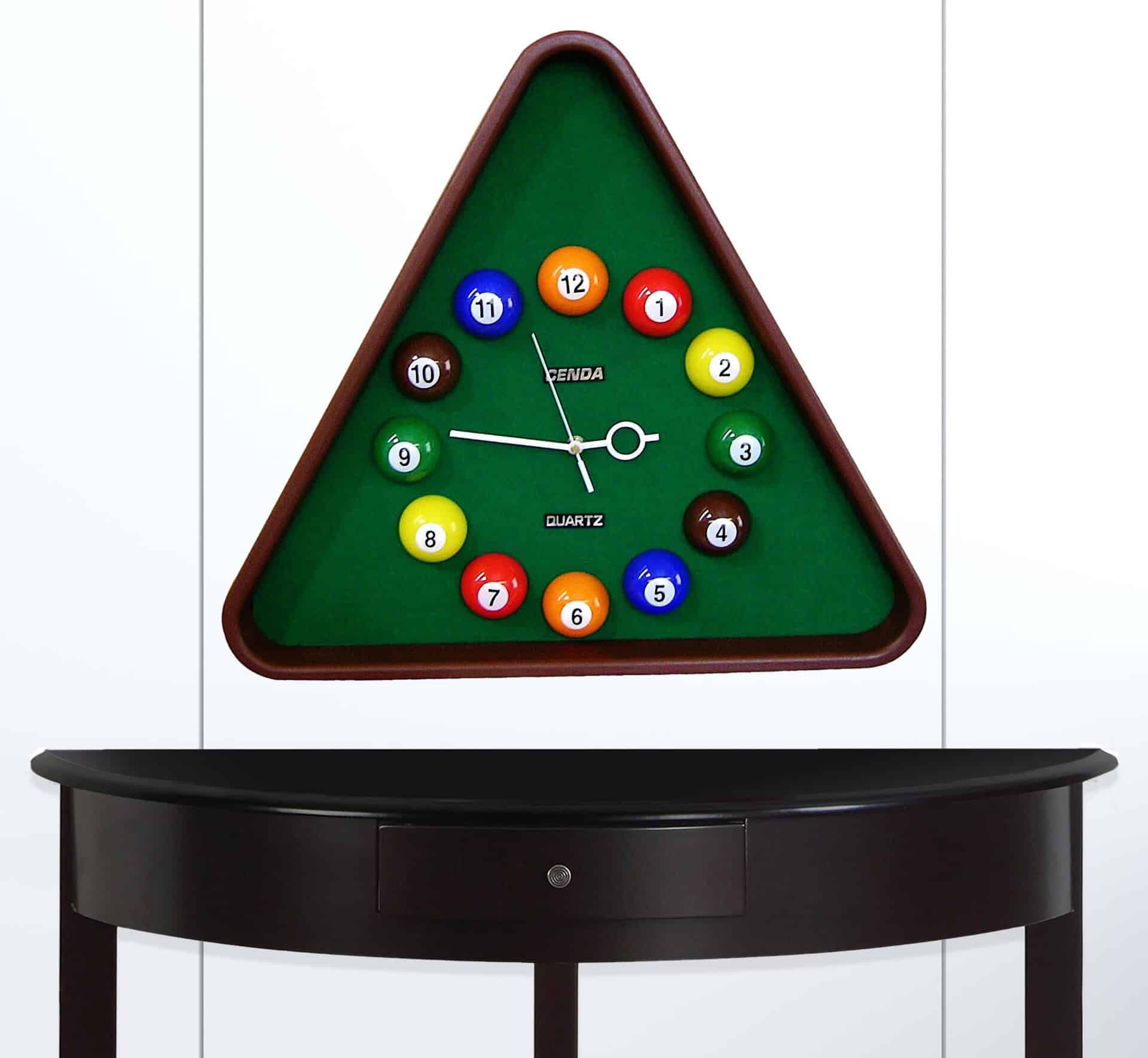 Triangle Green Resin Analog Billiards Wall Clock 21-Inch - Cave Supplies