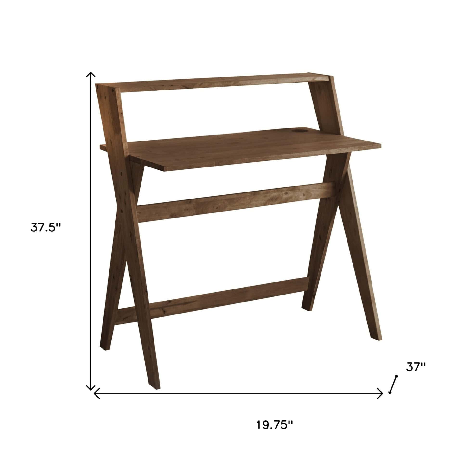 Espresso Wood Writing Desk with Rubberwood Base for Home Offices 7 Espresso Wood Writing Desk with Rubberwood Base for Home Offices - Image 7