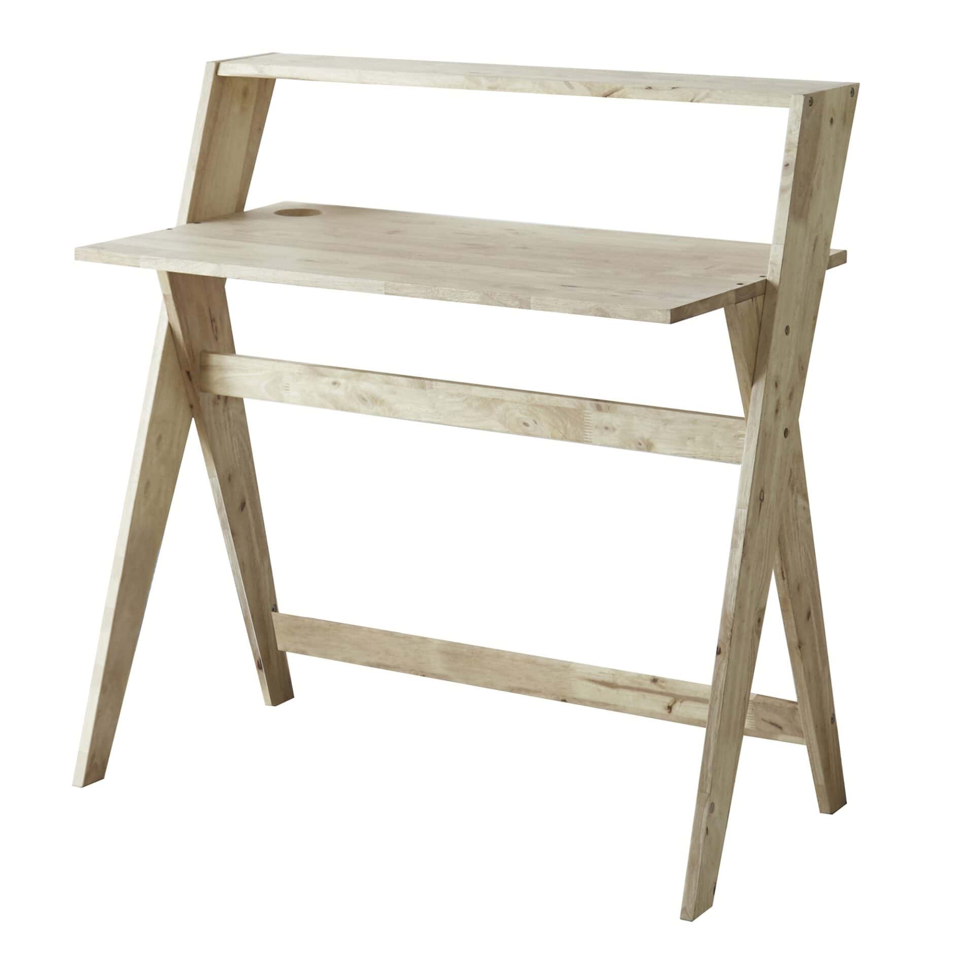 Natural Wood Writing Desk with Rubberwood Base and Modern Style 3 Natural Wood Writing Desk with Rubberwood Base and Modern Style - Image 3