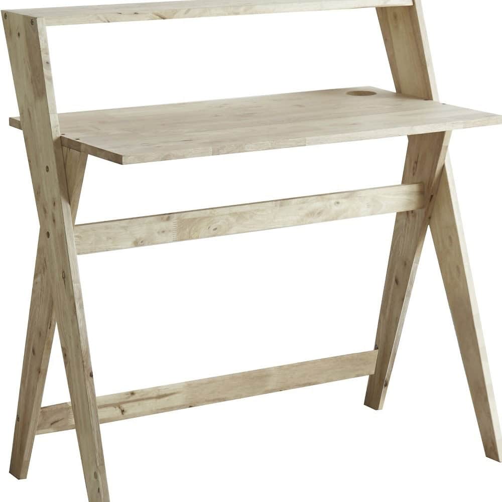 Natural Wood Writing Desk with Rubberwood Base and Modern Style 5 Natural Wood Writing Desk with Rubberwood Base and Modern Style - Image 5