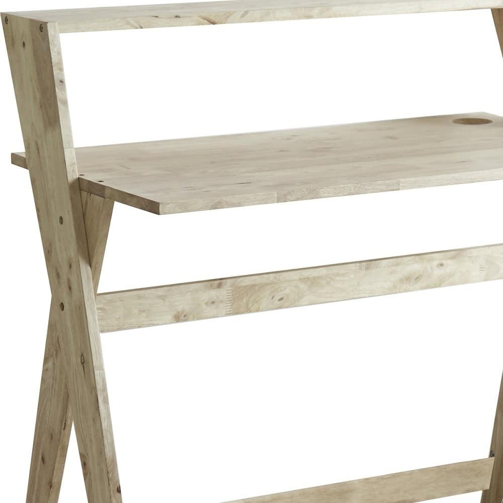 Natural Wood Writing Desk with Rubberwood Base and Modern Style 6 Natural Wood Writing Desk with Rubberwood Base and Modern Style - Image 6