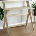 Natural Wood Writing Desk with Rubberwood Base and Modern Style 9 Natural Wood Writing Desk with Rubberwood Base and Modern Style
