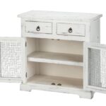 Rustic White Wood and Wire Two Door Accent Cabinet 10 Rustic White Wood and Wire Two Door Accent Cabinet