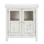 Rustic White Wood and Wire Farmhouse Two Door Accent Cabinet 10 Rustic White Wood and Wire Farmhouse Two Door Accent Cabinet