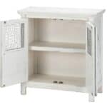 Rustic White Wood and Wire Farmhouse Two Door Accent Cabinet 9 Rustic White Wood and Wire Farmhouse Two Door Accent Cabinet