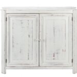 Distressed White Wooden Two Door Farmhouse Accent Cabinet 10 Distressed White Wooden Two Door Farmhouse Accent Cabinet
