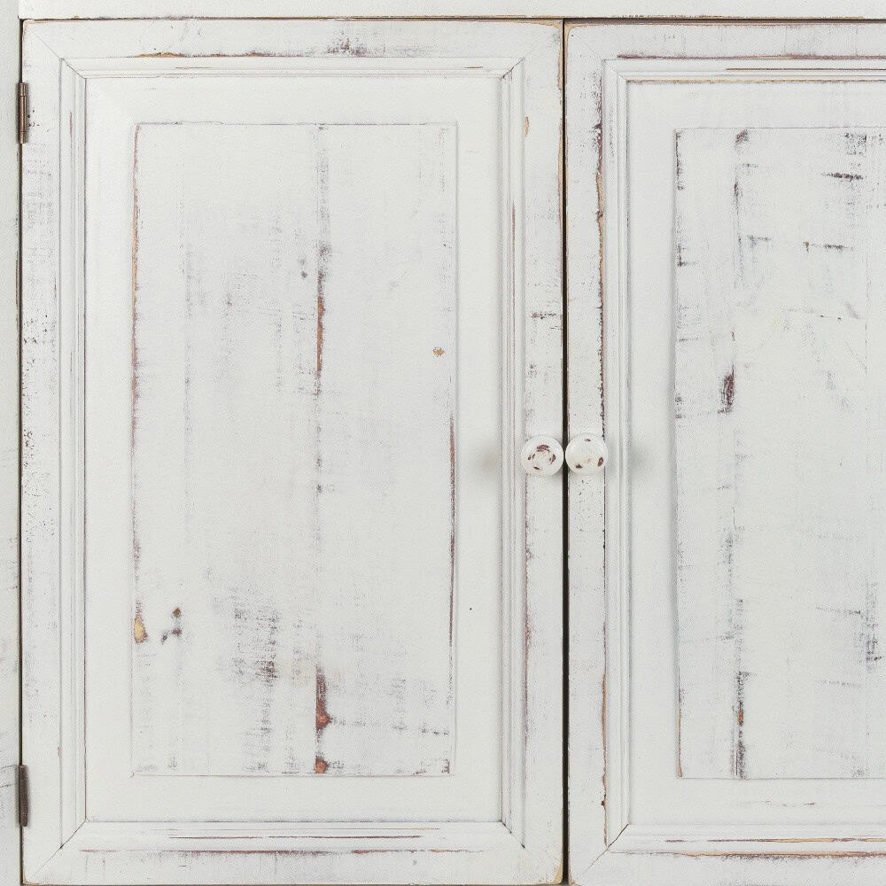 Distressed White Wooden Two Door Farmhouse Accent Cabinet 5 Distressed White Wooden Two Door Farmhouse Accent Cabinet - Image 5
