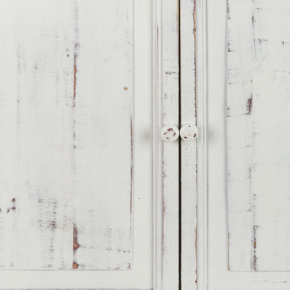 Distressed White Wooden Two Door Farmhouse Accent Cabinet 6 Distressed White Wooden Two Door Farmhouse Accent Cabinet - Image 6