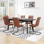 Vintage Brown Faux Leather Dining Chair with Steel Frame (Set of 2) 11 Vintage Brown Faux Leather Dining Chair with Steel Frame (Set of 2)