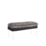 42" Gray Faux Fur Flip Top Storage Bench with Acrylic Frame 7 42" Gray Faux Fur Flip Top Storage Bench with Acrylic Frame