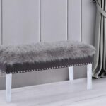 42" Gray Faux Fur Flip Top Storage Bench with Acrylic Frame 6 42" Gray Faux Fur Flip Top Storage Bench with Acrylic Frame