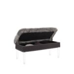 42" Gray Faux Fur Flip Top Storage Bench with Acrylic Frame 8 42" Gray Faux Fur Flip Top Storage Bench with Acrylic Frame