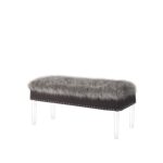 42" Gray Faux Fur Flip Top Storage Bench with Acrylic Frame 9 42" Gray Faux Fur Flip Top Storage Bench with Acrylic Frame