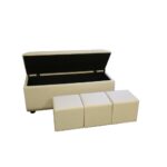 17" Beige and Black Upholstered Microfiber Flip Top Storage Bench
