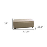 17" Beige and Black Upholstered Microfiber Flip Top Storage Bench