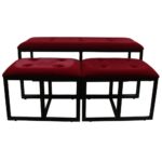 18" Red and Black Upholstered Microfiber Bench with Metal Frame