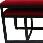 18" Red and Black Upholstered Microfiber Bench with Metal Frame