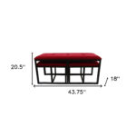 18" Red and Black Upholstered Microfiber Bench with Metal Frame
