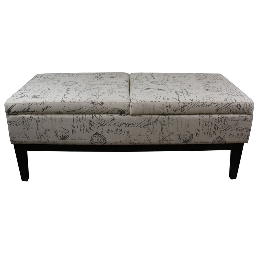 Black and White Vintage Postcard Storage Bench with Dual Lift 1 Black and White Vintage Postcard Storage Bench with Dual Lift
