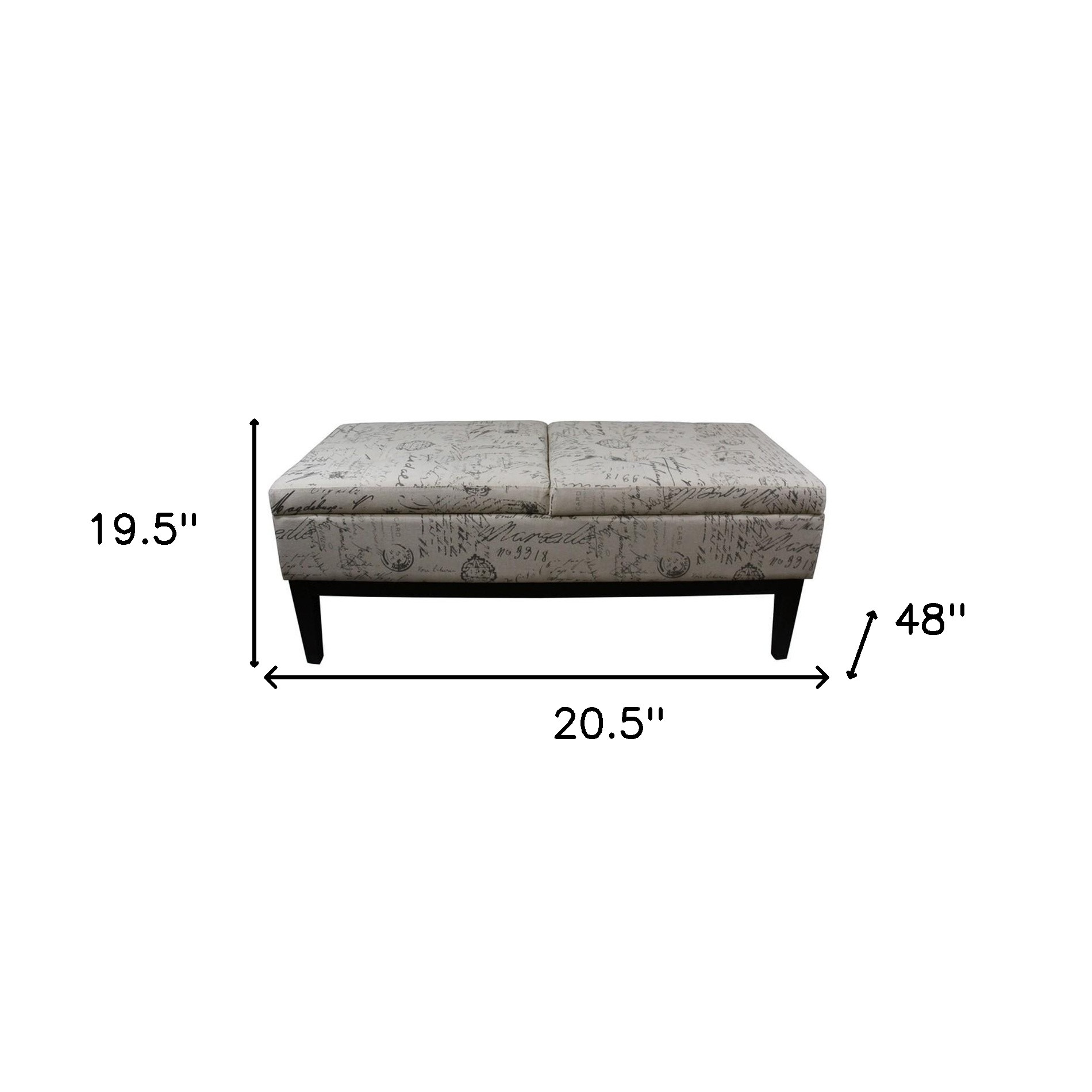 Black and White Vintage Postcard Storage Bench with Dual Lift 6 Black and White Vintage Postcard Storage Bench with Dual Lift - Image 6