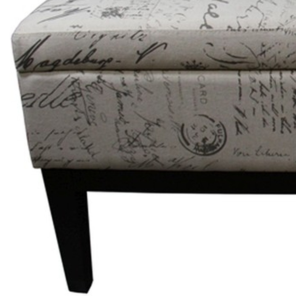 Black and White Vintage Postcard Storage Bench with Dual Lift 5 Black and White Vintage Postcard Storage Bench with Dual Lift - Image 5
