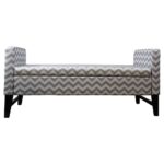 53" Modern Gray Chevron Upholstered Storage Bench with Flip Top 8 53" Modern Gray Chevron Upholstered Storage Bench with Flip Top