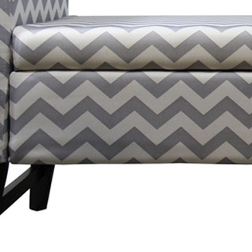 53" Modern Gray Chevron Upholstered Storage Bench with Flip Top 6 53" Modern Gray Chevron Upholstered Storage Bench with Flip Top - Image 6