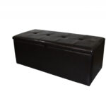 17" Brown Faux Leather Upholstered Flip Top Storage Bench 10 17" Brown Faux Leather Upholstered Flip Top Storage Bench