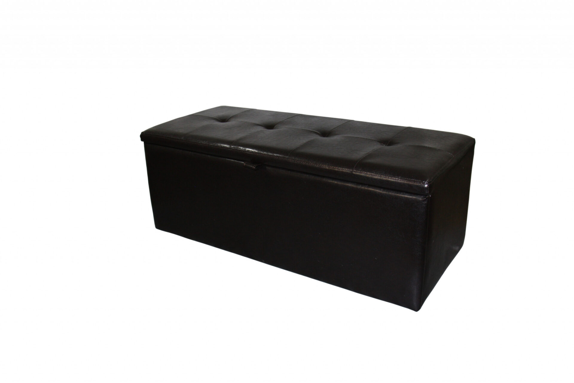 17" Brown Faux Leather Upholstered Flip Top Storage Bench 1 17" Brown Faux Leather Upholstered Flip Top Storage Bench