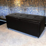 17" Brown Faux Leather Upholstered Flip Top Storage Bench 11 17" Brown Faux Leather Upholstered Flip Top Storage Bench