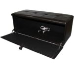 17" Brown Faux Leather Upholstered Flip Top Storage Bench 12 17" Brown Faux Leather Upholstered Flip Top Storage Bench