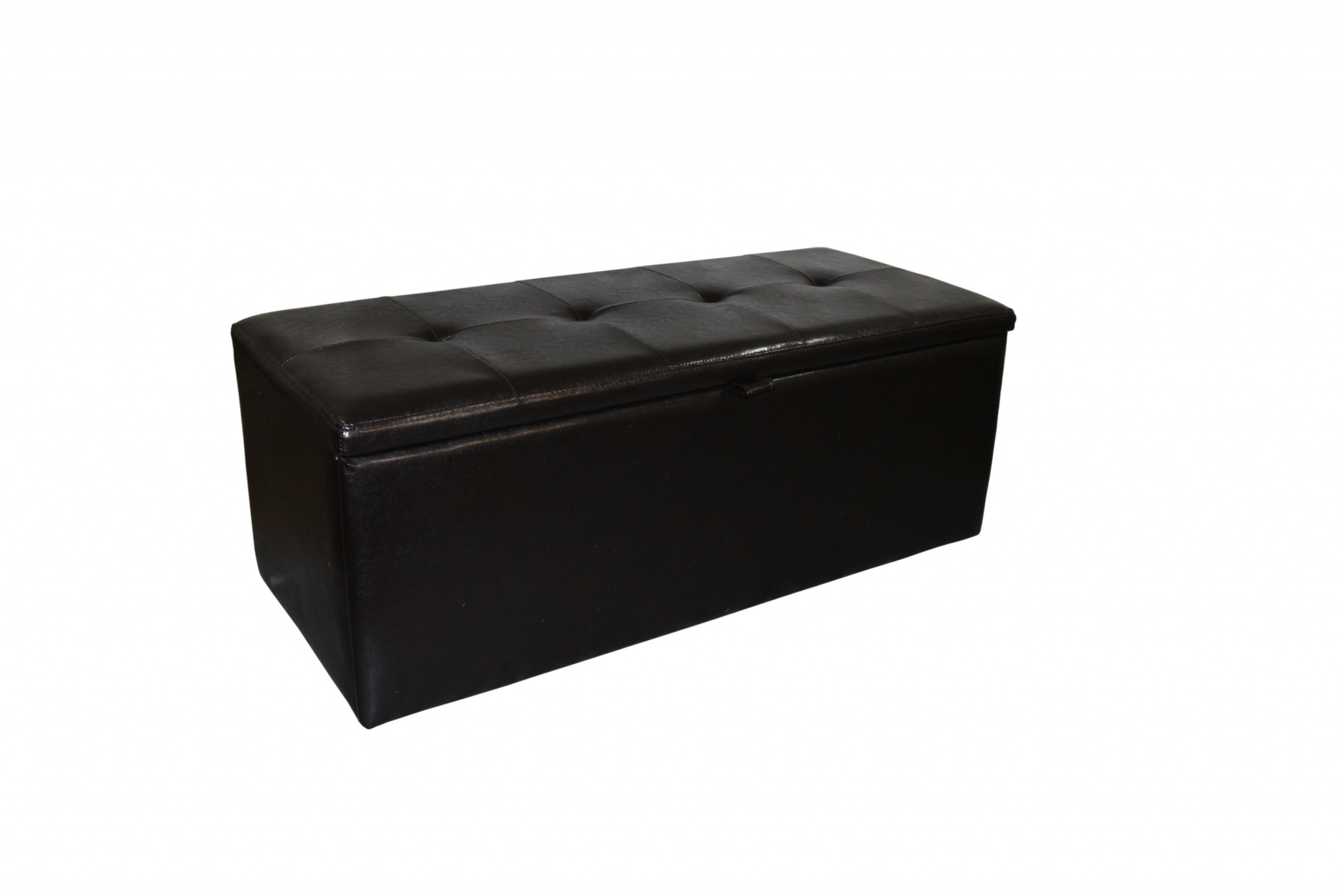17" Brown Faux Leather Upholstered Flip Top Storage Bench 4 17" Brown Faux Leather Upholstered Flip Top Storage Bench - Image 4