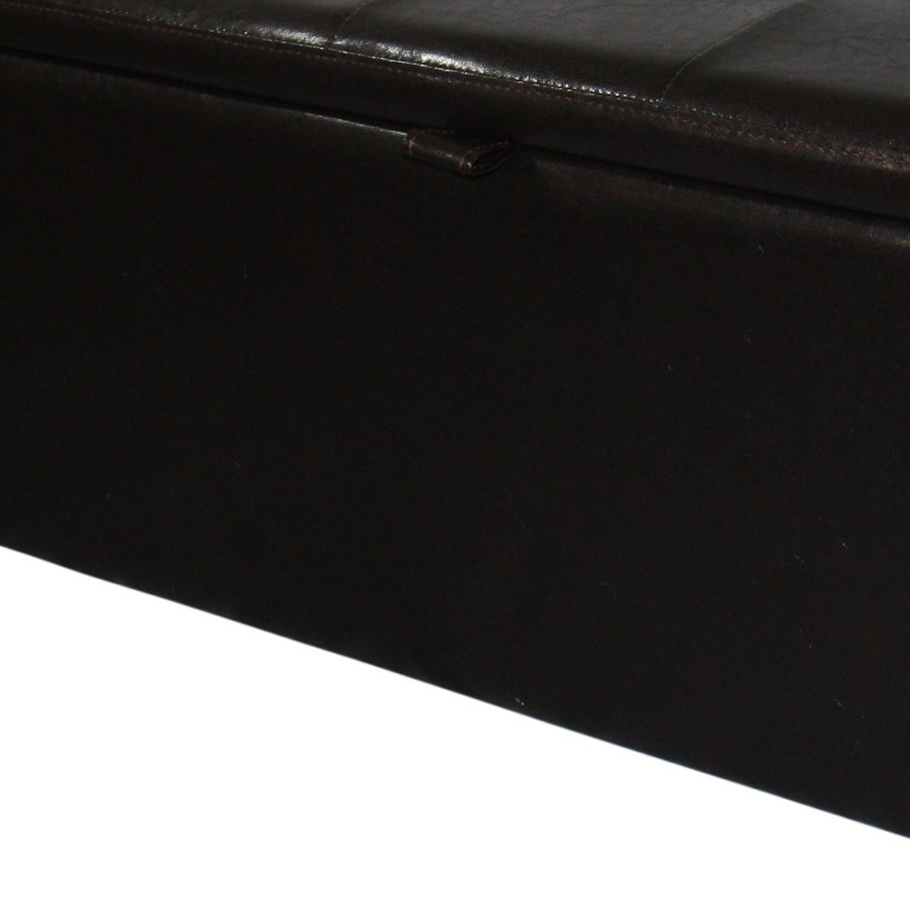 17" Brown Faux Leather Upholstered Flip Top Storage Bench 7 17" Brown Faux Leather Upholstered Flip Top Storage Bench - Image 7